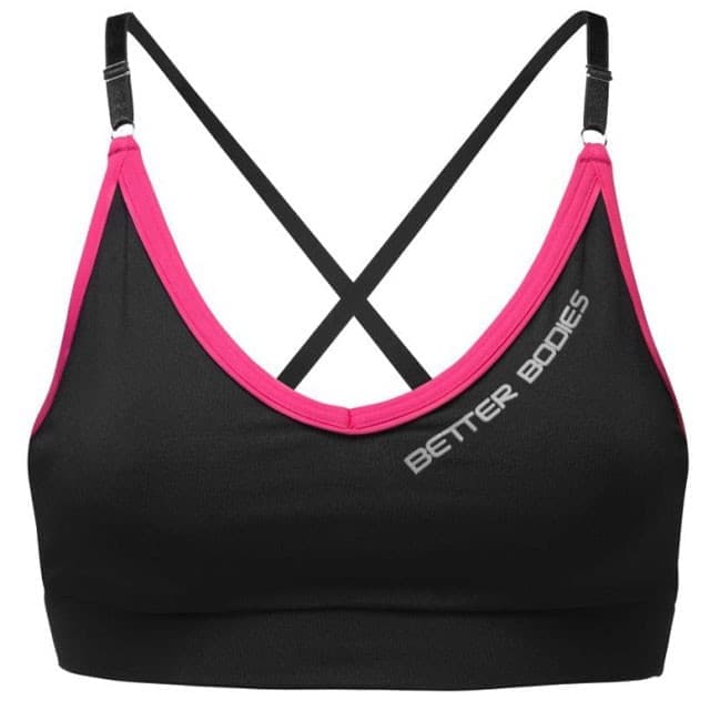 Better Bodies Cherry H.Short Top, Спортивный бюстгальтер черный с розовым